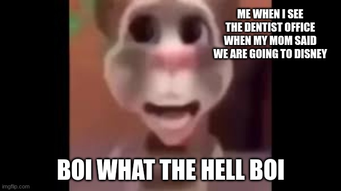 Boy What the Hell Boy | ME WHEN I SEE THE DENTIST OFFICE WHEN MY MOM SAID WE ARE GOING TO DISNEY; BOI WHAT THE HELL BOI | image tagged in boy what the hell boy | made w/ Imgflip meme maker