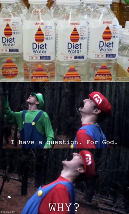 Diet water? | image tagged in i have a question for god,memes,funny memes | made w/ Imgflip meme maker