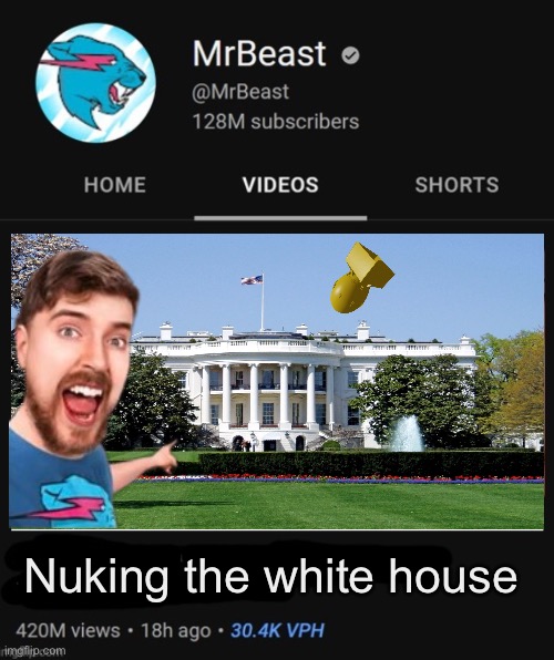 MrBeast thumbnail template | Nuking the white house | image tagged in mrbeast thumbnail template | made w/ Imgflip meme maker