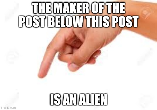 title | THE MAKER OF THE POST BELOW THIS POST; IS AN ALIEN | image tagged in the person below | made w/ Imgflip meme maker