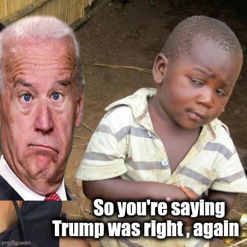 Third World Skeptical Kid Meme | So you're saying     
Trump was right , again | image tagged in memes,third world skeptical kid | made w/ Imgflip meme maker