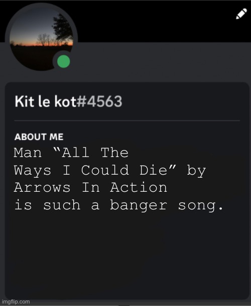 Man “All The Ways I Could Die” by Arrows In Action is such a banger song. | made w/ Imgflip meme maker