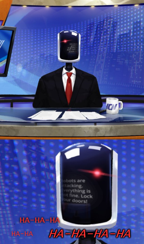 Robot News Anchor Blank Meme Template