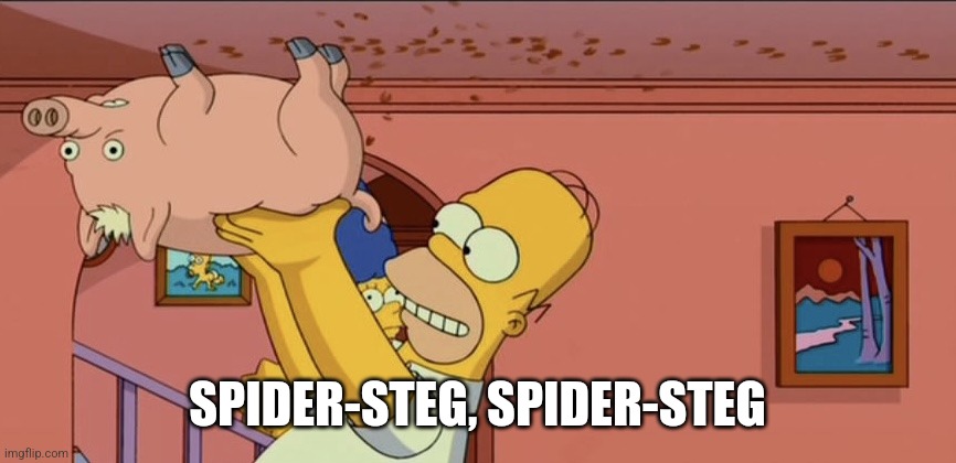 Homer Simpson Spider-Pig | SPIDER-STEG, SPIDER-STEG | image tagged in homer simpson spider-pig | made w/ Imgflip meme maker