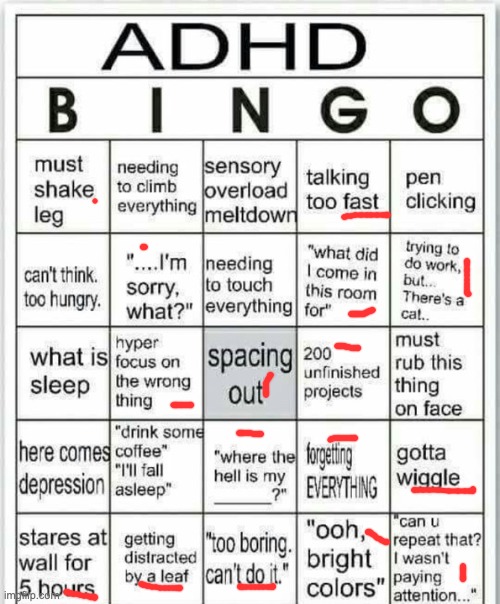 LUKA LUKA NIGHT FEVER | image tagged in adhd bingo | made w/ Imgflip meme maker