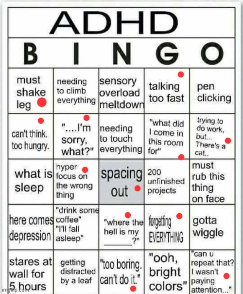 BINGO | image tagged in adhd bingo | made w/ Imgflip meme maker