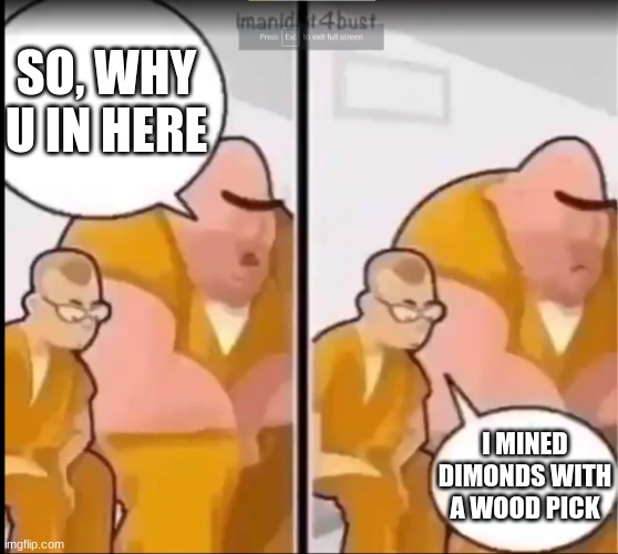 WHAT, STAY AWAY!!1!1!1!!1!!! | SO, WHY U IN HERE; I MINED DIMONDS WITH A WOOD PICK | image tagged in ae | made w/ Imgflip meme maker
