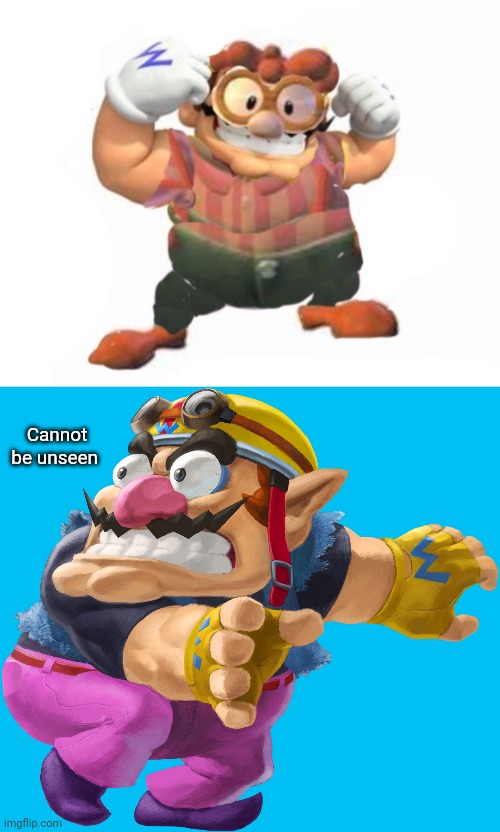 Carl Wario Wheezer | Cannot be unseen | image tagged in wario shocked,carl wheezer,wario,memes,cursed image,cursed | made w/ Imgflip meme maker