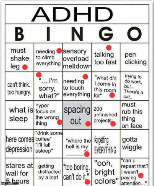 adhd bingo | image tagged in adhd bingo | made w/ Imgflip meme maker