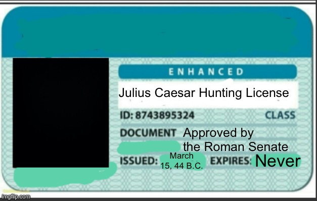 Julius Caesar hunting license Blank Meme Template