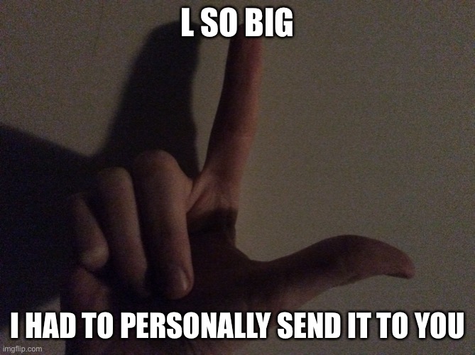 L SO BIG I HAD TO PERSONALLY SEND IT TO YOU | made w/ Imgflip meme maker