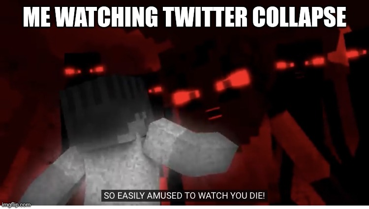 Twitter | ME WATCHING TWITTER COLLAPSE | image tagged in so easily amused to watch you die,fading away | made w/ Imgflip meme maker