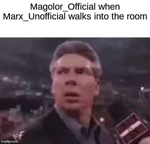 x when x walks in | Magolor_Official when Marx_Unofficial walks into the room | image tagged in x when x walks in | made w/ Imgflip meme maker