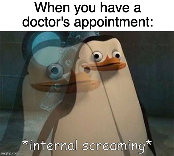 Private Internal Screaming | When you have a doctor's appointment: | image tagged in private internal screaming | made w/ Imgflip meme maker