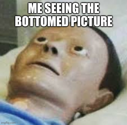 Traumatized Mannequin | ME SEEING THE BOTTOMED PICTURE | image tagged in traumatized mannequin | made w/ Imgflip meme maker