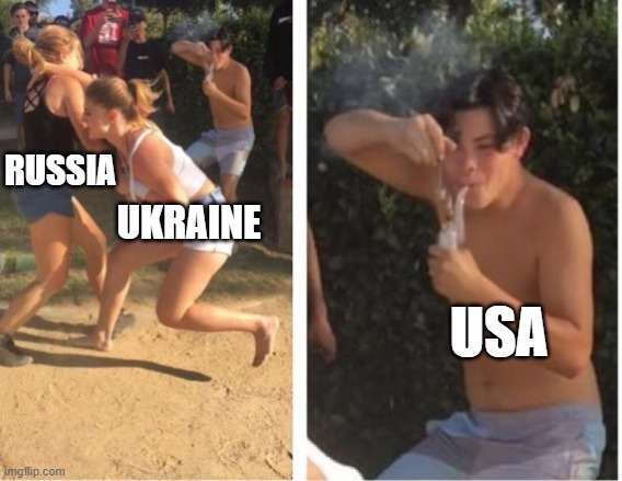 USA plays an Active Role in the Russia Ukraine War | RUSSIA; UKRAINE; USA | image tagged in dabbing dude,russia,ukraine,usa | made w/ Imgflip meme maker