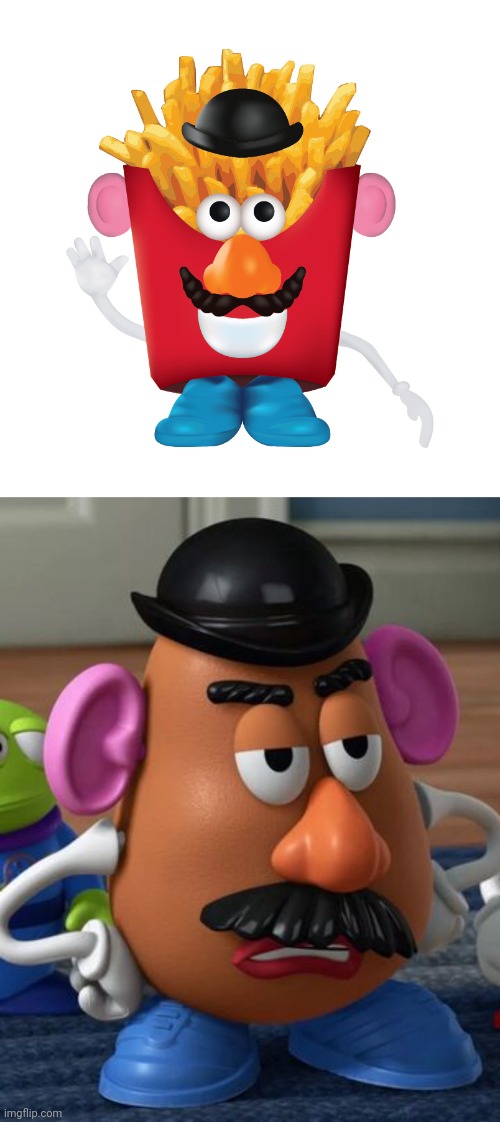 Cursed Mr. Potato Head fries | image tagged in mr potato head when she says you can only put the head in,cursed image,mr potato head,fries,french fries,memes | made w/ Imgflip meme maker