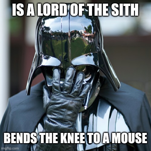 Don't embarrass me | IS A LORD OF THE SITH; BENDS THE KNEE TO A MOUSE | image tagged in darth vader facepalm large,marvel,disney,same,ol | made w/ Imgflip meme maker