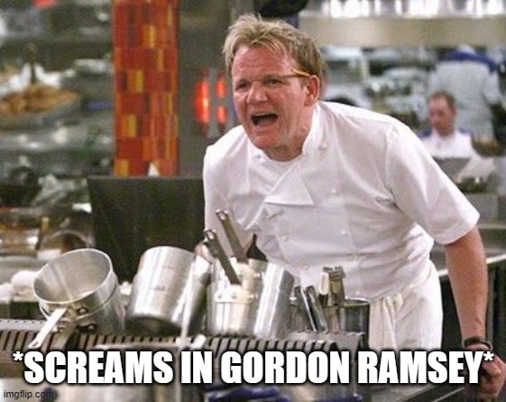 Gordon Ramsey meme | *SCREAMS IN GORDON RAMSEY* | image tagged in gordon ramsey meme | made w/ Imgflip meme maker