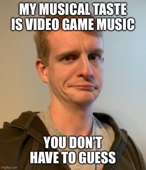 TheLargePig confused | MY MUSICAL TASTE IS VIDEO GAME MUSIC; YOU DON’T HAVE TO GUESS | image tagged in thelargepig confused | made w/ Imgflip meme maker