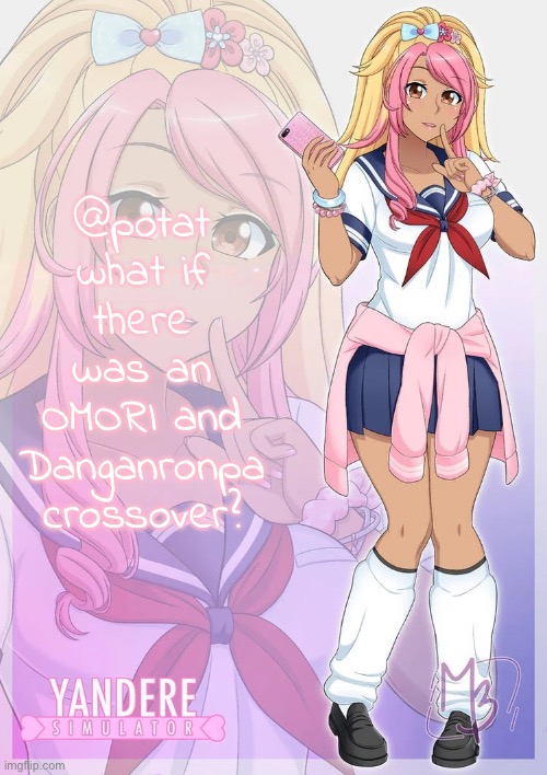 Kokoro Momoiro | @potat what if there was an OMORI and Danganronpa crossover? | image tagged in kokoro momoiro | made w/ Imgflip meme maker