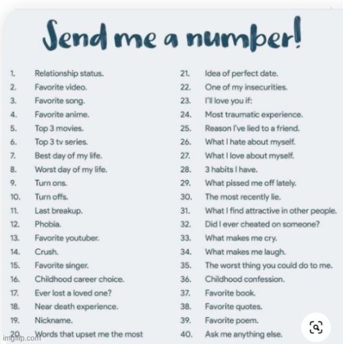 send me a number and I will answer | made w/ Imgflip meme maker