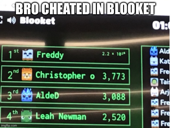 He’s so bad he had to cheat | BRO CHEATED IN BLOOKET | image tagged in blooket,blank white template | made w/ Imgflip meme maker