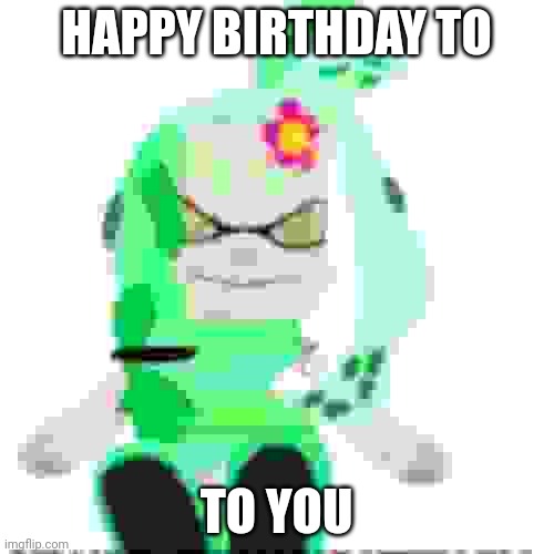 Low quality image of a mint houzuki plush | HAPPY BIRTHDAY TO TO YOU | image tagged in low quality image of a mint houzuki plush | made w/ Imgflip meme maker