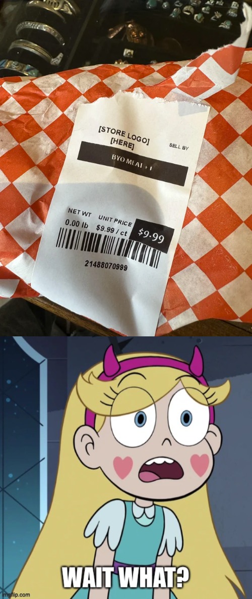 Store logo here | image tagged in star butterfly wait what,you had one job,star vs the forces of evil,memes | made w/ Imgflip meme maker