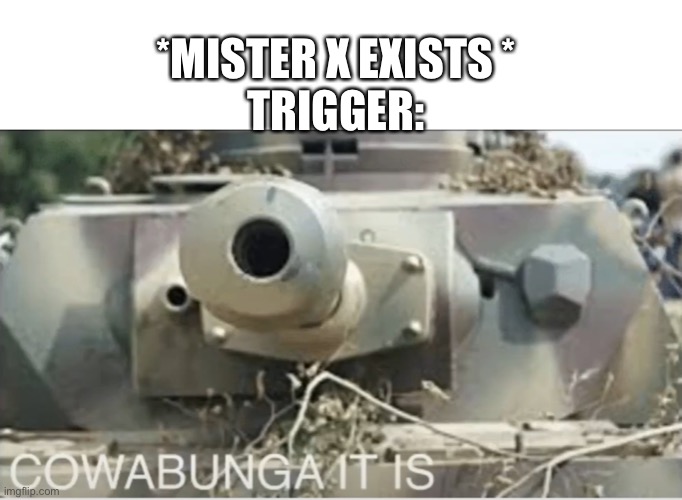 Ace combat meme because why not | *MISTER X EXISTS * 
TRIGGER: | image tagged in panzer cowabunga it is,ace combat,cowabunga it is,funny memes | made w/ Imgflip meme maker