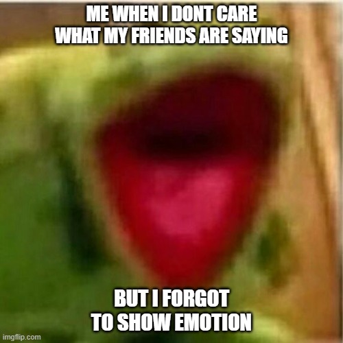 AHHHHHHHHHHHHH | ME WHEN I DONT CARE WHAT MY FRIENDS ARE SAYING; BUT I FORGOT TO SHOW EMOTION | image tagged in ahhhhhhhhhhhhh | made w/ Imgflip meme maker