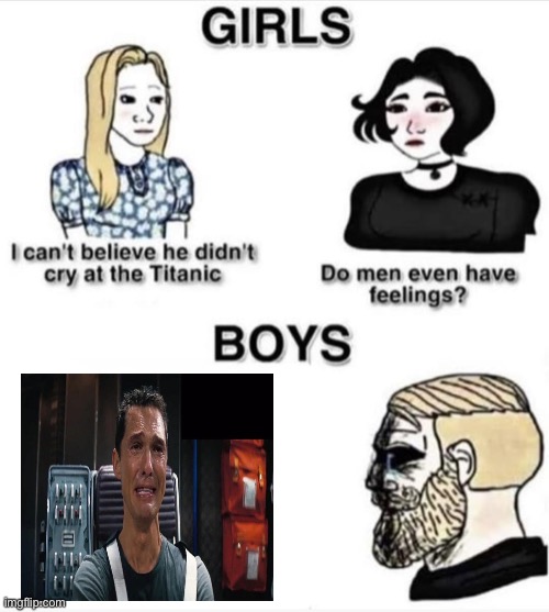 Cry | image tagged in do men even have feelings,memes,sad but true,interstellar | made w/ Imgflip meme maker