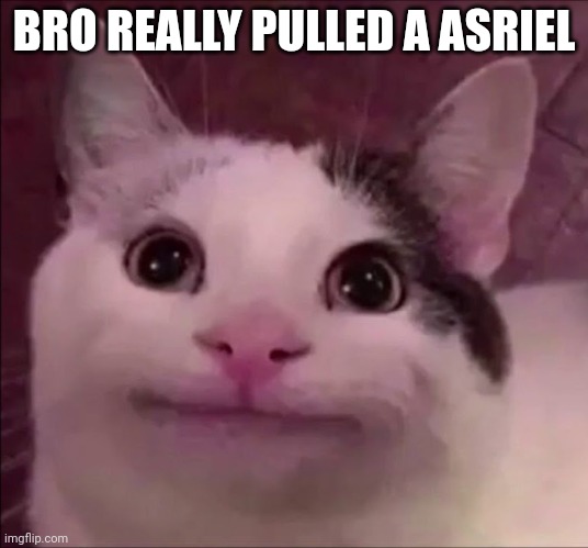 Awkward Smile Cat | BRO REALLY PULLED A ASRIEL | image tagged in awkward smile cat | made w/ Imgflip meme maker