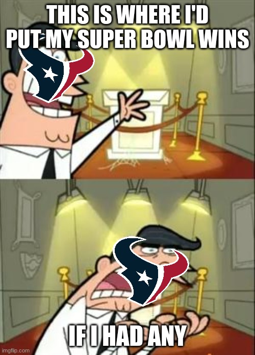 Texans will make the playoffs next year it's gonna happen | THIS IS WHERE I'D PUT MY SUPER BOWL WINS; IF I HAD ANY | image tagged in memes,this is where i'd put my trophy if i had one,houston texans | made w/ Imgflip meme maker