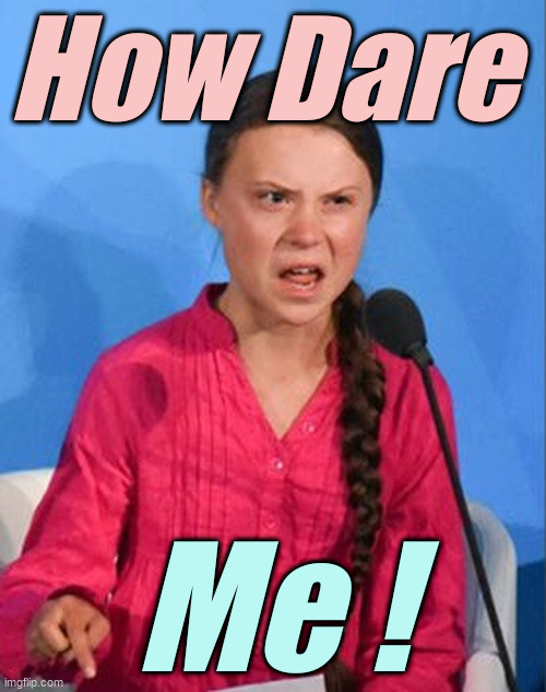 Greta Thunberg how dare you | How Dare Me ! | image tagged in greta thunberg how dare you | made w/ Imgflip meme maker