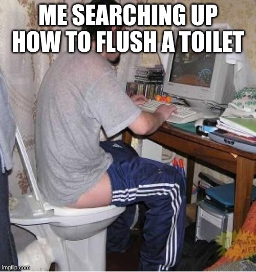 Toilet Computer | ME SEARCHING UP HOW TO FLUSH A TOILET | image tagged in toilet computer | made w/ Imgflip meme maker