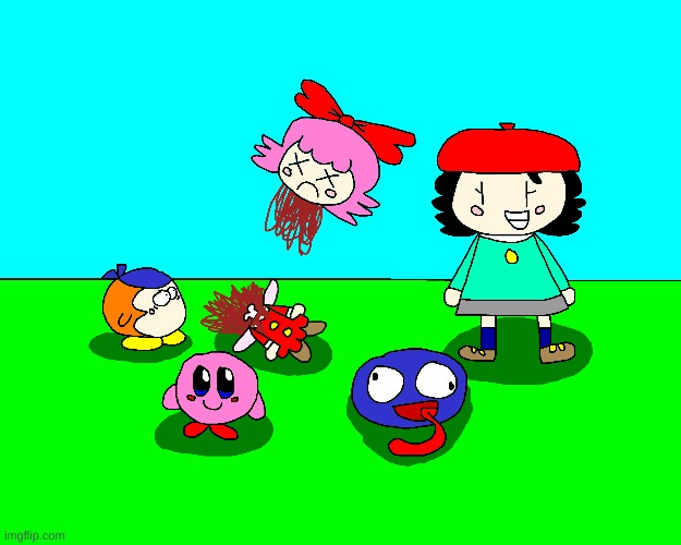 My cutest Kirby parody art yet | image tagged in kirby,gore,blood,funny,cute,fanart | made w/ Imgflip meme maker
