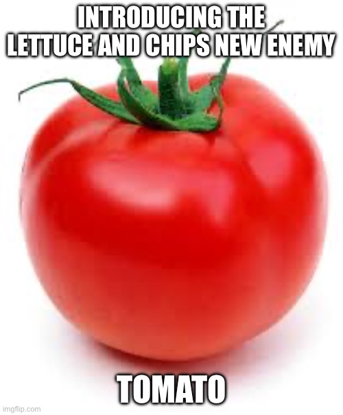 We shall surpass any food on the fun page, and beat the heck out of that chip gif | INTRODUCING THE LETTUCE AND CHIPS NEW ENEMY; TOMATO | image tagged in tomato | made w/ Imgflip meme maker