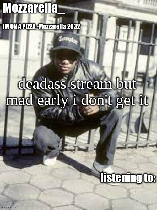 Eazy-E | deadass stream but mad early i don't get it | image tagged in eazy-e | made w/ Imgflip meme maker