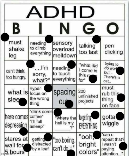 Welp, that's my life. | image tagged in adhd bingo | made w/ Imgflip meme maker