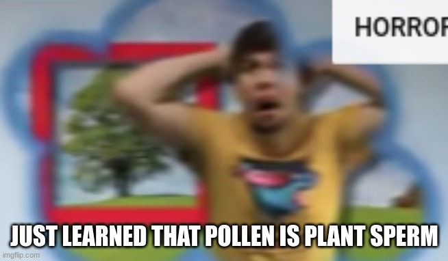 So some people are allergic of plant sperm | JUST LEARNED THAT POLLEN IS PLANT SPERM | image tagged in mr breast horror | made w/ Imgflip meme maker