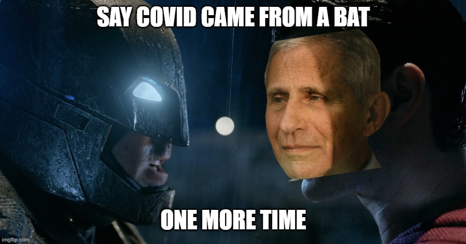 batman Fauci | SAY COVID CAME FROM A BAT; ONE MORE TIME | image tagged in batman,dr fauci,covid-19,lab | made w/ Imgflip meme maker