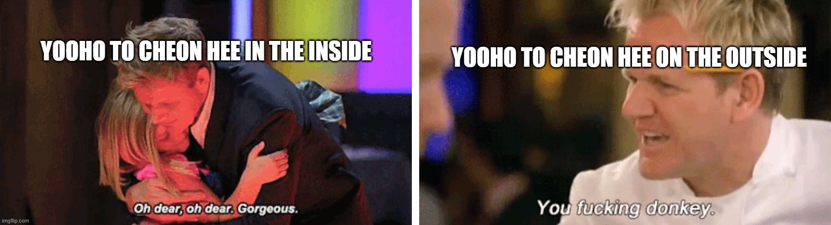 doctor's rebirth | YOOHO TO CHEON HEE ON THE OUTSIDE; YOOHO TO CHEON HEE IN THE INSIDE | image tagged in doctor's rebirth | made w/ Imgflip meme maker