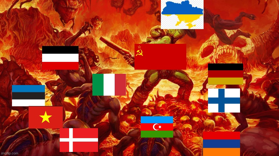 Soviet VS  some contries | image tagged in doomguy,ussr | made w/ Imgflip meme maker