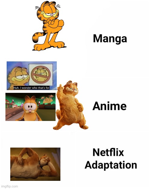 Garfield is awesome thoighis. | image tagged in manga anime netflix adaption,garfield,cats,haha,nooo haha go brrr | made w/ Imgflip meme maker