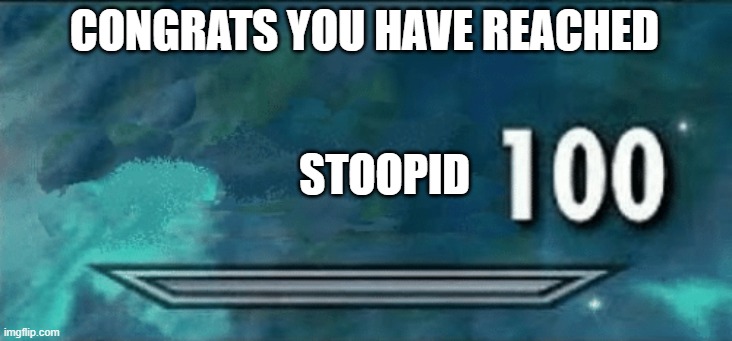 Skyrim skill meme | CONGRATS YOU HAVE REACHED STOOPID | image tagged in skyrim skill meme | made w/ Imgflip meme maker