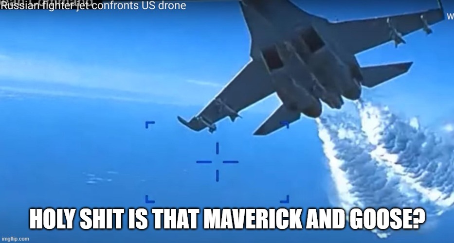 Drone Maverick and Goose | HOLY SHIT IS THAT MAVERICK AND GOOSE? | image tagged in maverick and goose | made w/ Imgflip meme maker