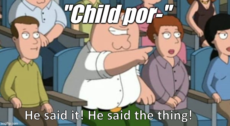 He said the thing | "Child por-" | image tagged in he said the thing | made w/ Imgflip meme maker