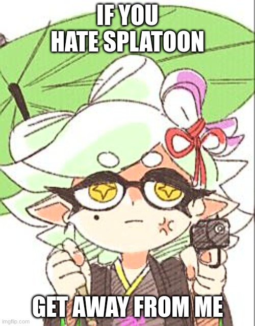 Marie with a gun | IF YOU HATE SPLATOON; GET AWAY FROM ME | image tagged in marie with a gun | made w/ Imgflip meme maker