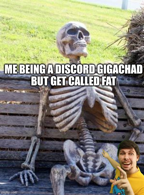 Waiting Skeleton Meme | ME BEING A DISCORD GIGACHAD
BUT GET CALLED FAT | image tagged in memes,waiting skeleton | made w/ Imgflip meme maker
